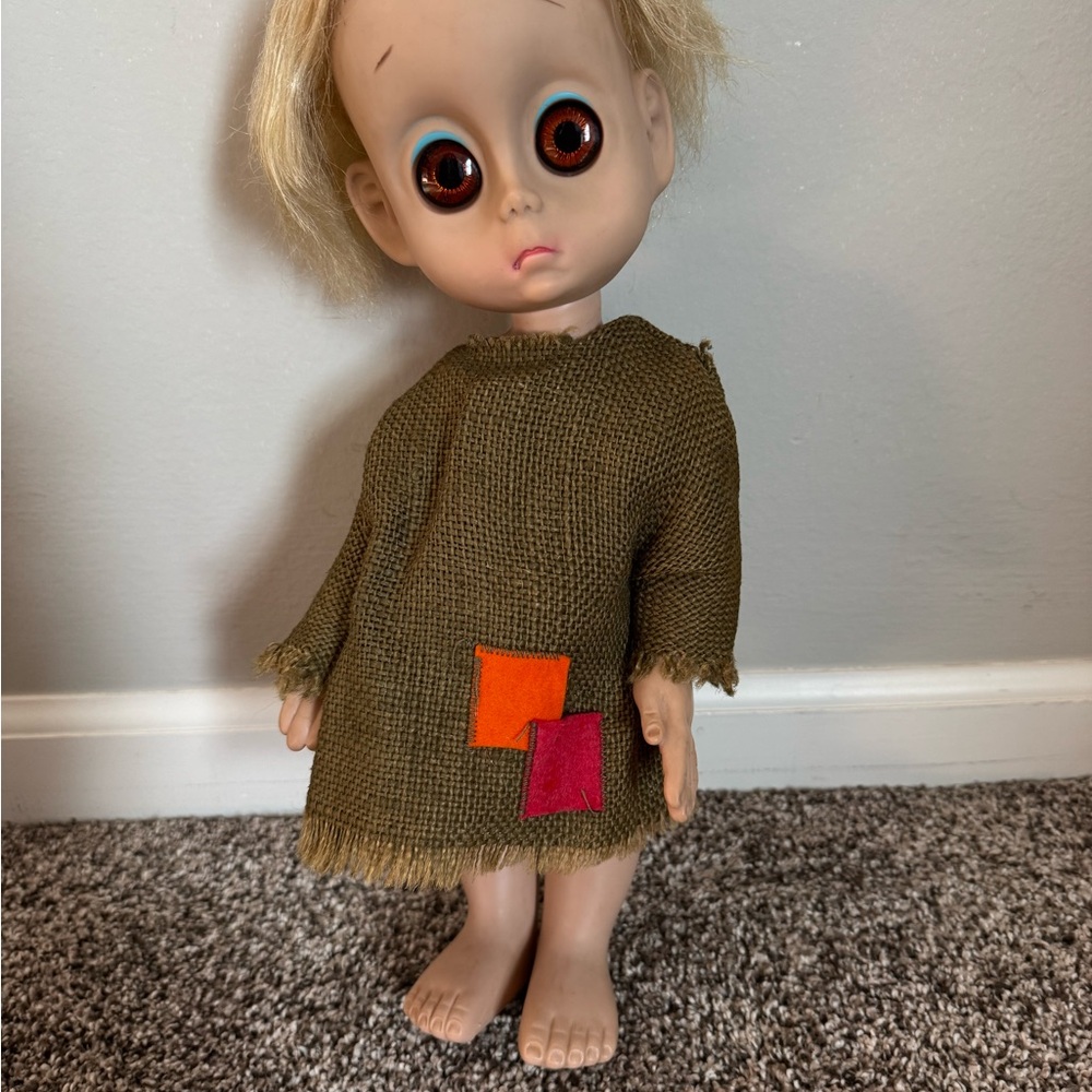 Little Miss No Name Doll Burlap Dress 1965 No Teardrop Vintage Hasbro